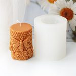 Bee Honeycomb Flower Cylinder Candle Mold, Honeybee Beehive Pillar Silicone Mold for Beeswax Candle, Soy Wax Candle, Plaster Ornament, DIY Crafts (B)