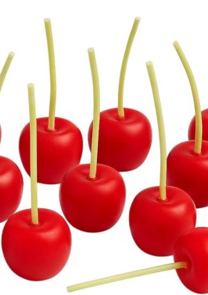 Set of 12 Cherry Birthday Candles – Handmade Beeswax Cake Candles with Cotton Wicks – Eco-Friendly Red Cherry Shaped Candles for Parties, Weddings, Cupcakes, Celebrations