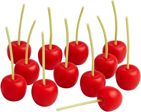 Set of 12 Cherry Birthday Candles – Handmade Beeswax Cake Candles with Cotton Wicks – Eco-Friendly Red Cherry Shaped Candles for Parties, Weddings, Cupcakes, Celebrations