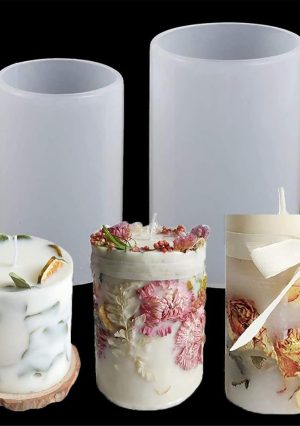2 Pack Cylinder & Round Candle Molds - 2 Size Style - 3D Silicone Molds for Resin & Chocolate, Handmade Cylinder Molds