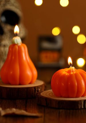 Pumpkin Candles, Pumpkin Shaped for Fall Gifts Orange, Cute Candles Decoration 2 Packs, Halloween Party Handmade Natural Candle, 5.5 oz 10 Hours Burn