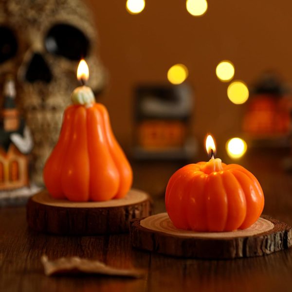 Pumpkin Candles, Pumpkin Shaped for Fall Gifts Orange, Cute Candles Decoration 2 Packs, Halloween Party Handmade Natural Candle, 5.5 oz 10 Hours Burn