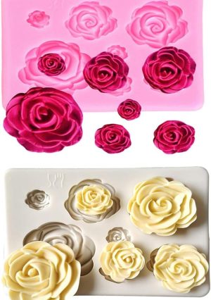 2PCS Rose Flowers silicone molds Cake Chocolate Mold wedding Cake Decorating Tools Fondant Sugarcraft Cake Molds