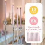 10 Inch Long Tapered Candle Stick Bulk Smokeless Unscented Burning Candlestick Paraffin Wax with Cotton Wick for Dinner Valentine Wedding Party Church (Rose Gold,16)