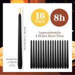 10 Inch Long Tapered Candle Stick Bulk Smokeless Unscented Burning Candlestick Paraffin Wax with Cotton Wick for Dinner Valentine Wedding Party Church(Black,16)