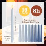 16 Pcs 10 Inch Long Tapered Candle Stick Bulk Smokeless Unscented Burning Candlestick Paraffin Wax with Cotton Wick for Dinner Valentine Wedding Party Church (Gradient Blue)