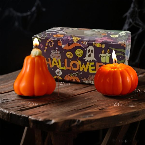 Pumpkin Candles, Pumpkin Shaped for Fall Gifts Orange, Cute Candles Decoration 2 Packs, Halloween Party Handmade Natural Candle, 5.5 oz 10 Hours Burn