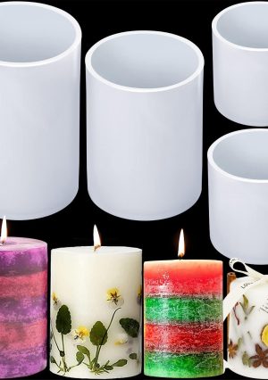 Silicone Molds for Candle Making, 4In and 3.5In and 2.5In and 2In Cylinder Mould Epoxy Resin Casting for Candlestick Make