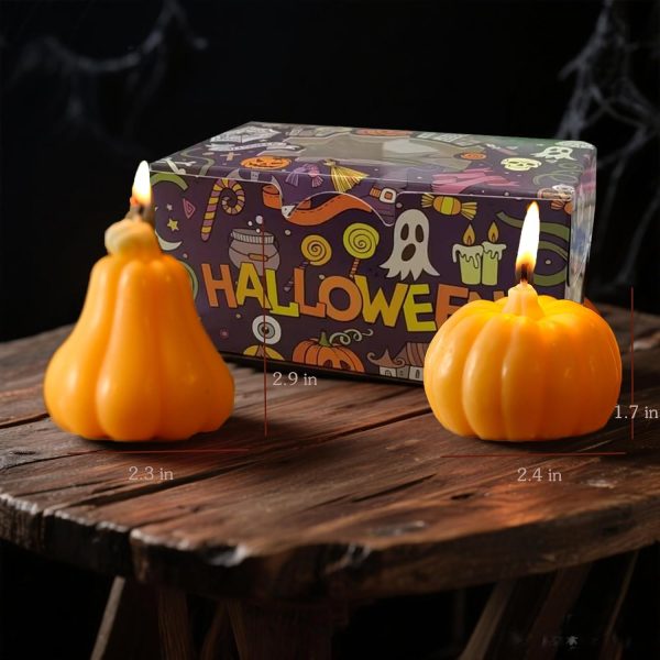 Pumpkin Candles, Pumpkin Shaped for Fall Gifts Yellow, Cute Candles Decoration 2 Packs, Halloween Party Handmade Natural Candle, 5.5 oz 10 Hours Burn