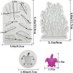5 PCS Marine Theme Fondant Silicone Mold Seaweed Sea Fish Coral Sea Turtle Shape DIY Handmade Baking Tools, For Theme Cake Cookie Chocolate Candy Decoration Fondant Polymer Clay