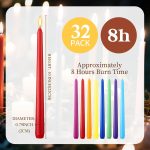 32 Pcs Long Taper Candlestick Bulk 10 Inch Colorful Tapered Candle Smokeless Unscented Candlestick 8 Hour Burn Paraffin Wax with Cotton Wick for Dinner Wedding Party Church Home Decor(Rainbow)