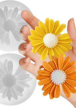 2 Pack Daisy Flower Mold - 2 Style - Resin Casting Silicone Molds for Home Decor & Candle Making Wave Spiral Mold